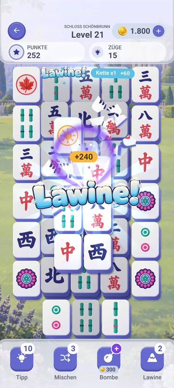 Echter Spielscreen: Lawinen-Modus